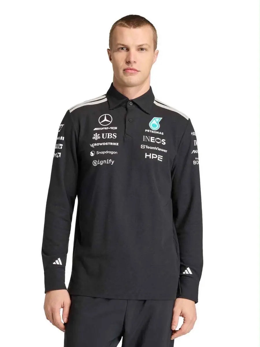 Adida s Black Logo Work Premium Full Sleeve Polo T-Shirt Main image