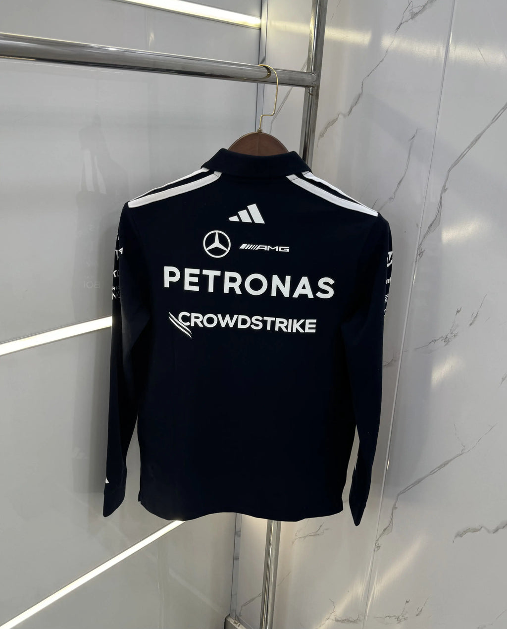 Adida s Navy Blue Logo Work Premium Full Sleeve Polo T-Shirt