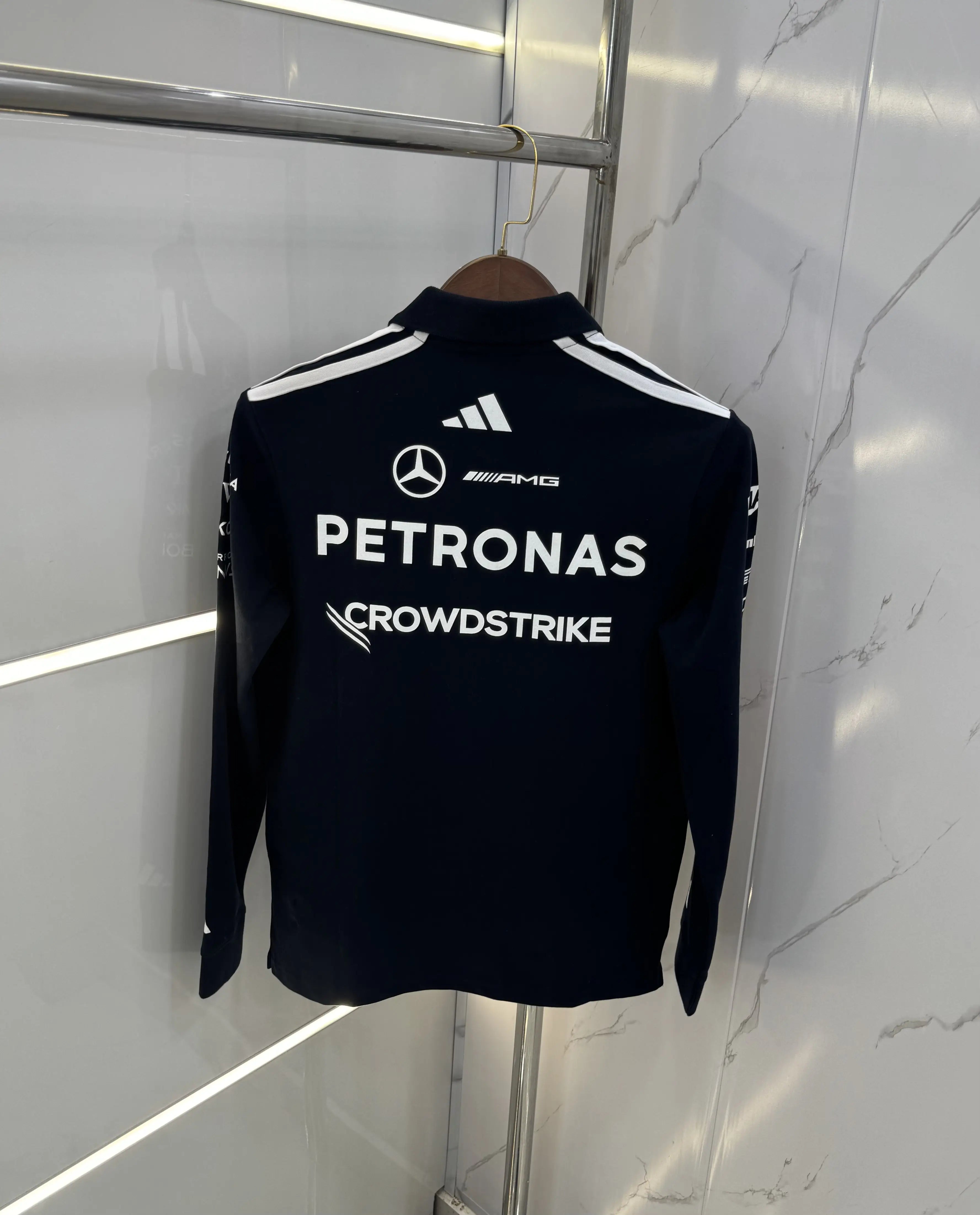 Adida s Navy Blue Logo Work Premium Full Sleeve Polo T-Shirt