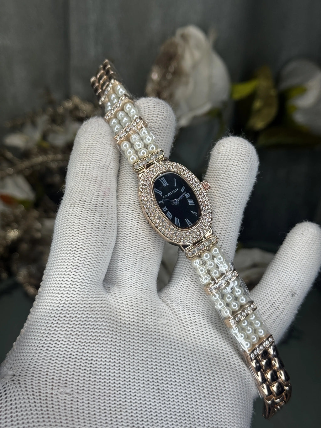 Cartie r Pearls Roae Gold Black Premium Watch