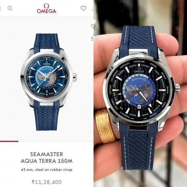 OmegA Sea Master World Map Blue Back Open Quartz