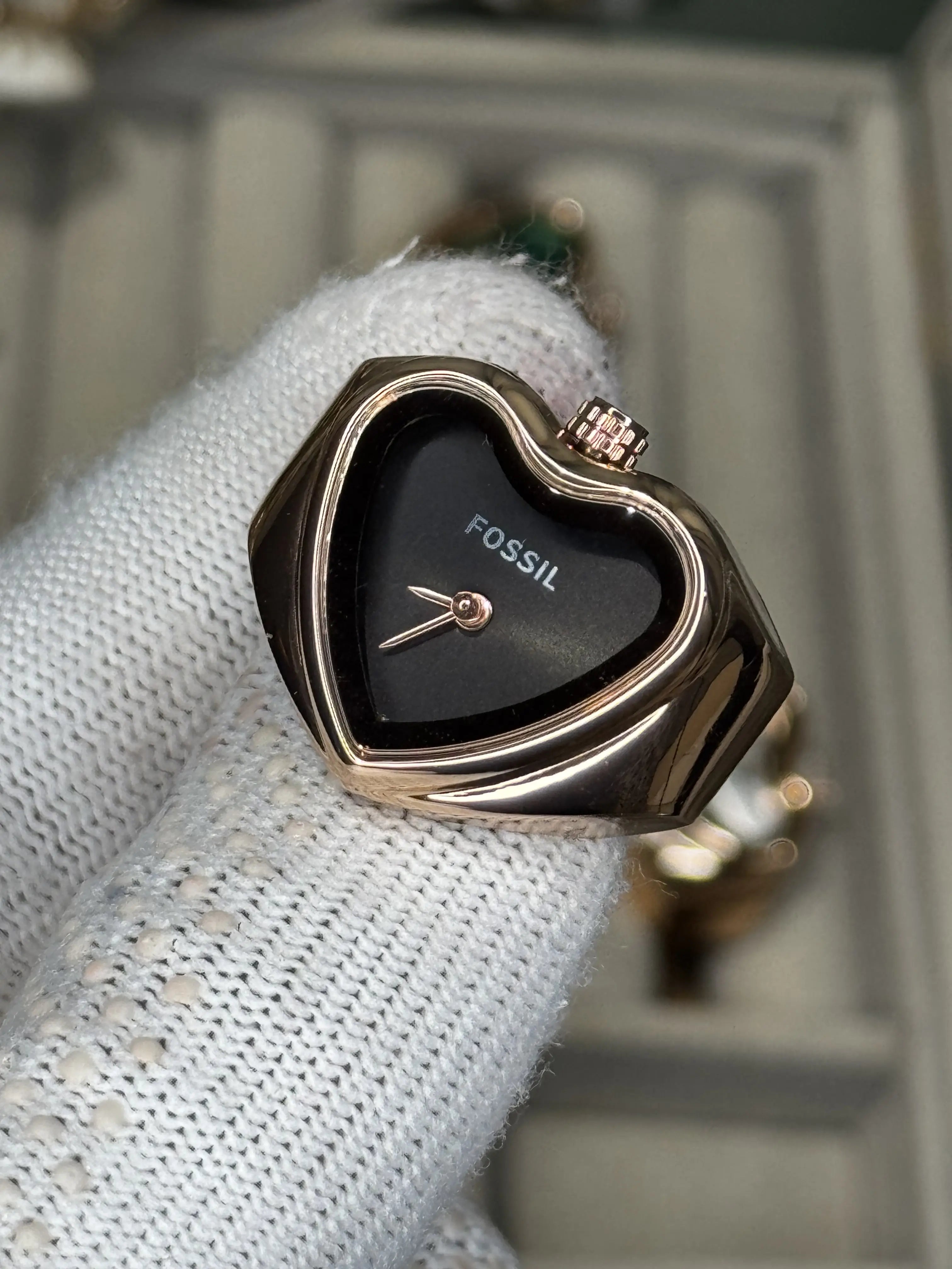 Fossi l Rose Gold Black Ring Analog Ladies Watch
