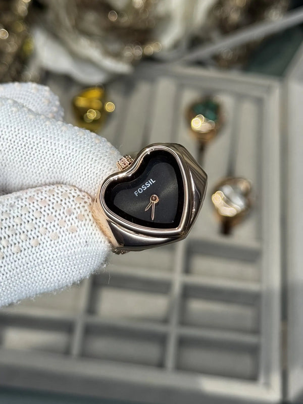 Fossi l Rose Gold Black Ring Analog Ladies Watch