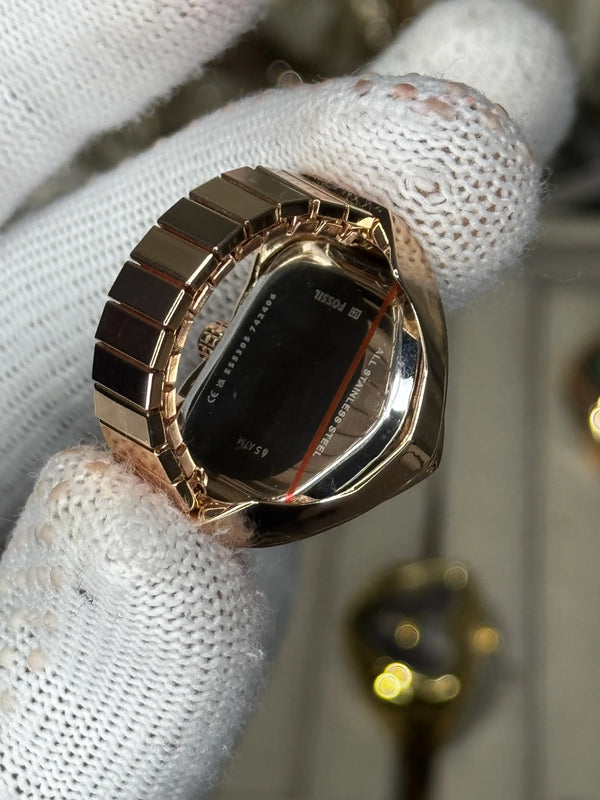 Fossi l Rose Gold Black Ring Analog Ladies Watch