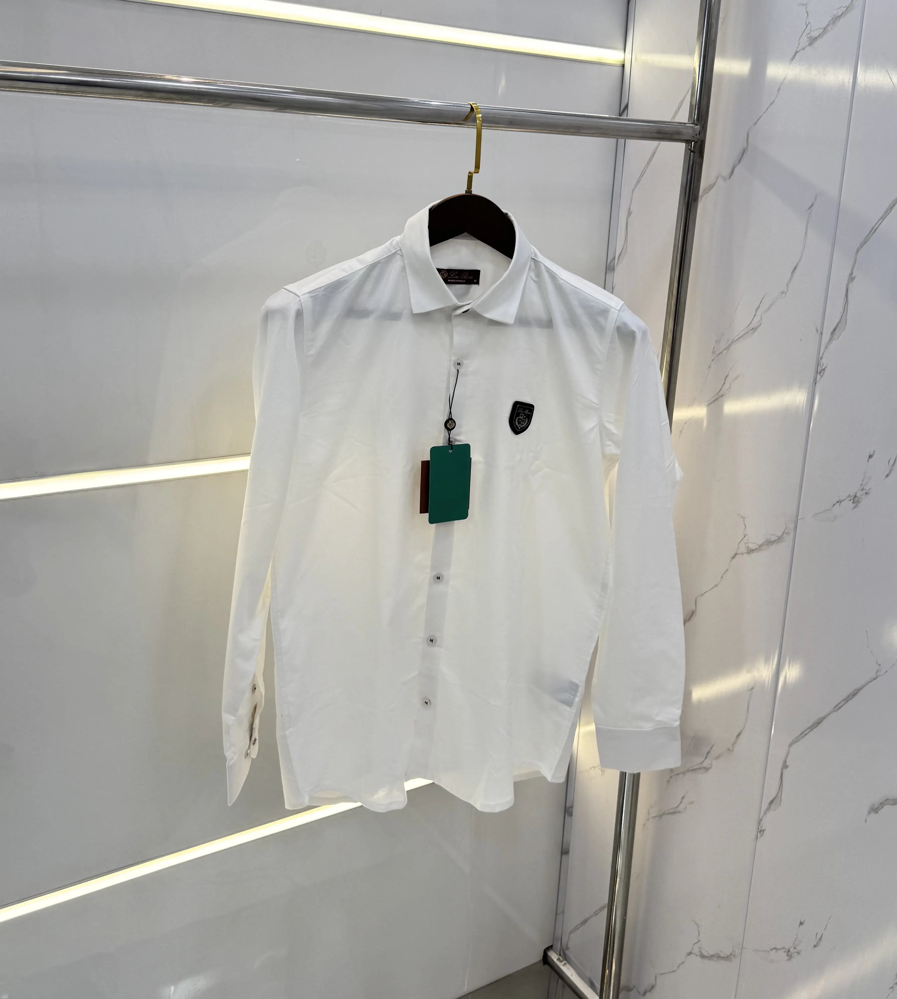 Loro Piana White Embroidery Logo Work Premium Shirt