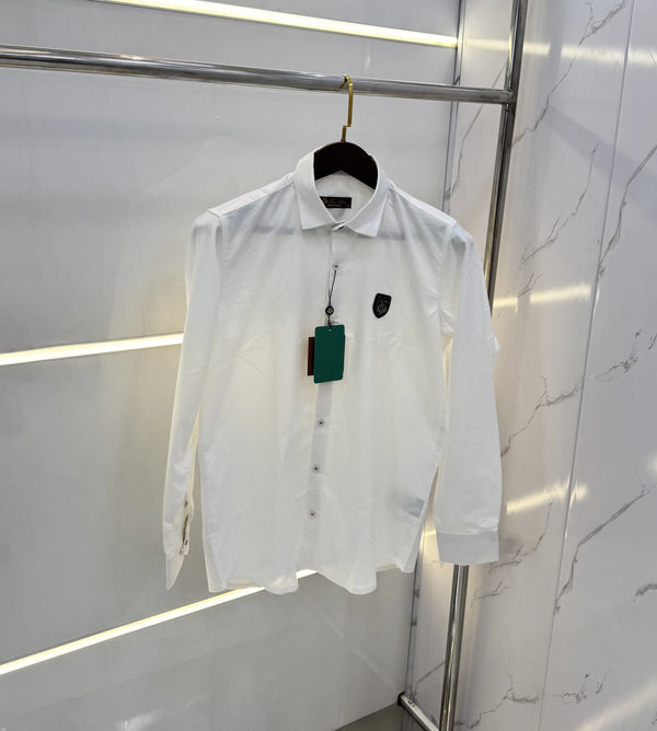 Loro Piana White Embroidery Logo Work Premium Shirt