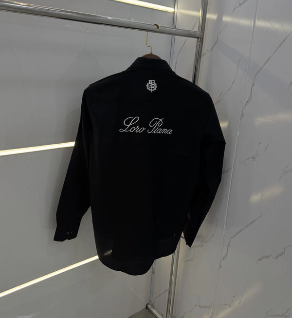 Loro Piana Black Embroidery Logo Work Premium Shirt