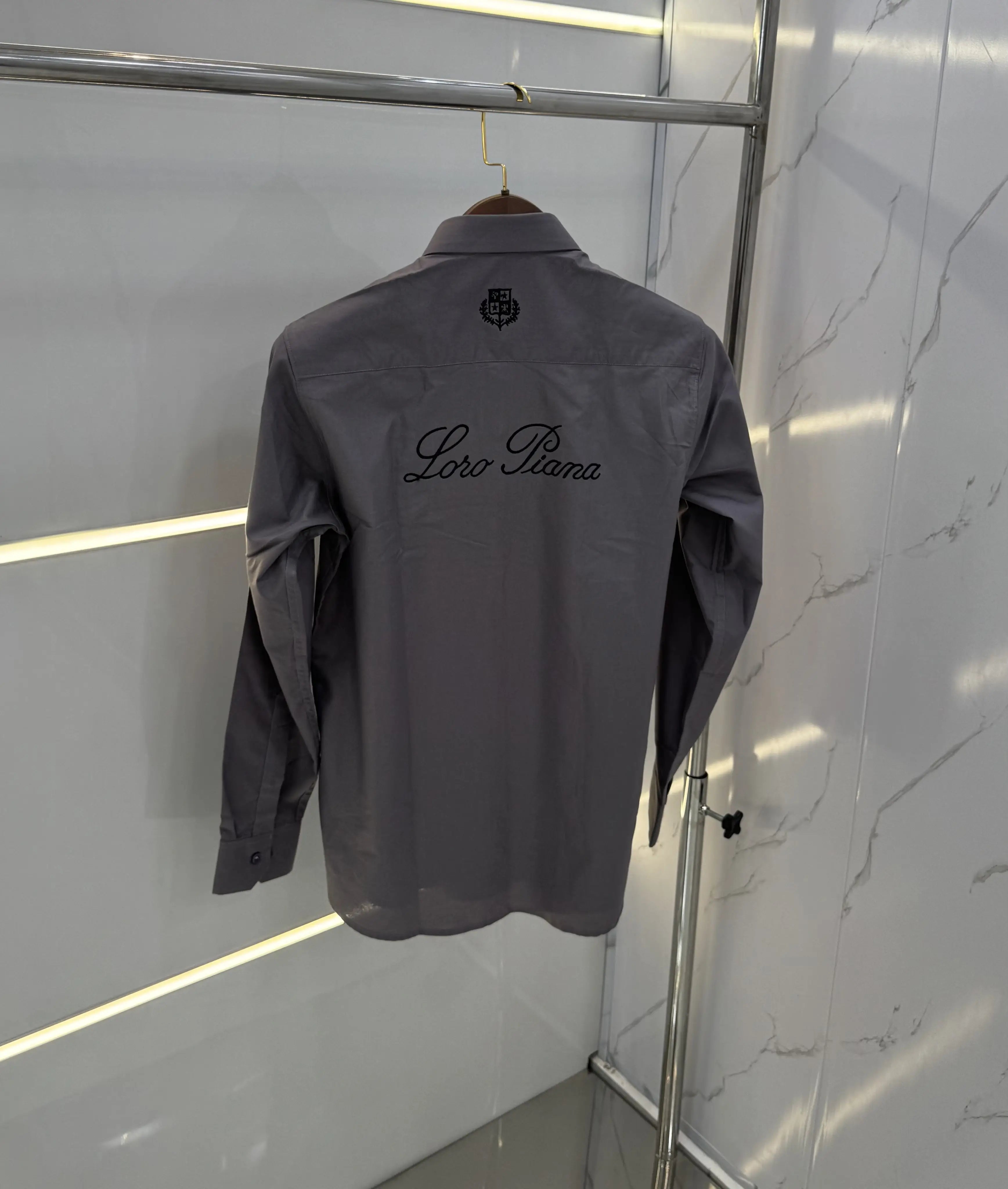 Loro Piana Grey Embroidery Logo Work Premium Shirt Secondary image