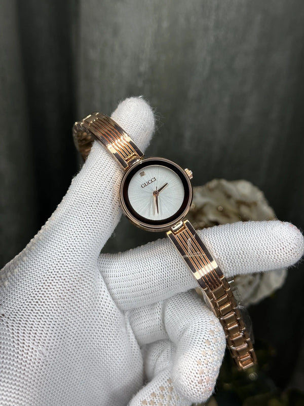 Gucc i Rose Gold White Premium Ladies Watch