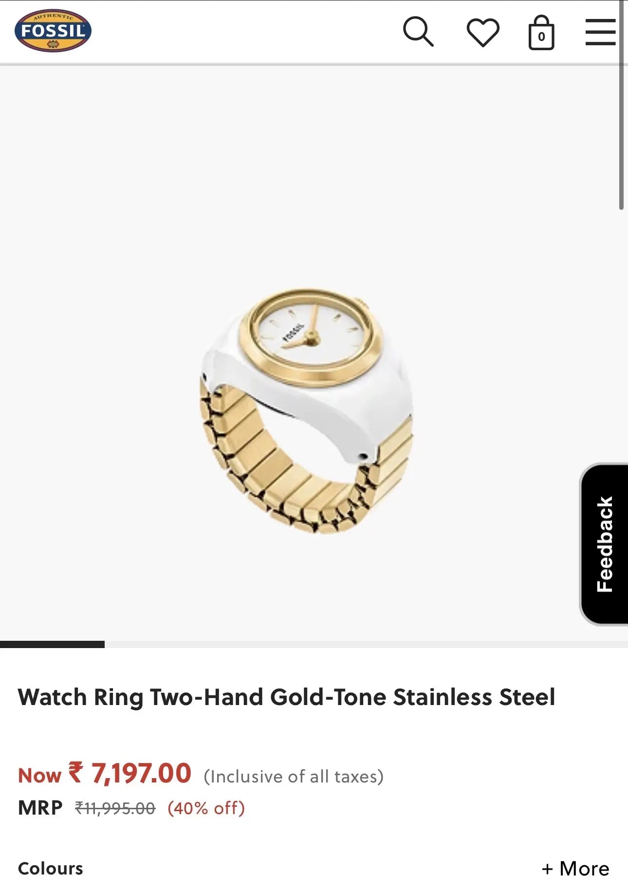 Fossi l Gold White Ring Premium Ladies Watch