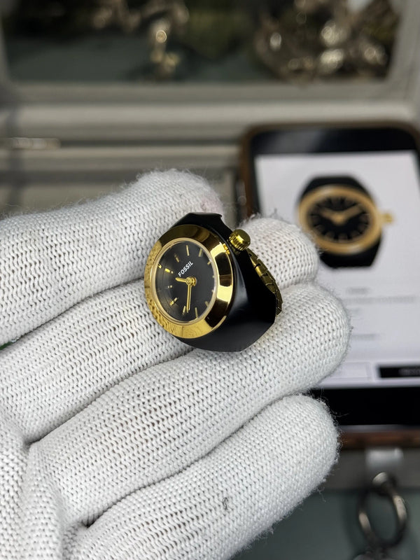 Fossi l Gold Black Ring Premium Ladies Watch