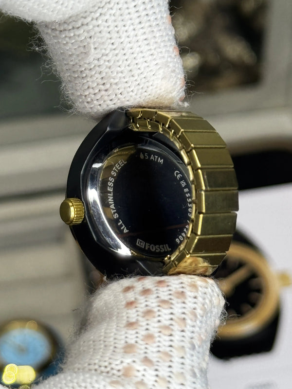 Fossi l Gold Black Ring Premium Ladies Watch