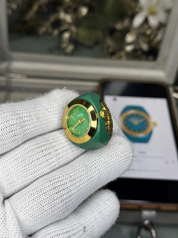 Fossi l Gold Green Ring Premium Ladies Watch