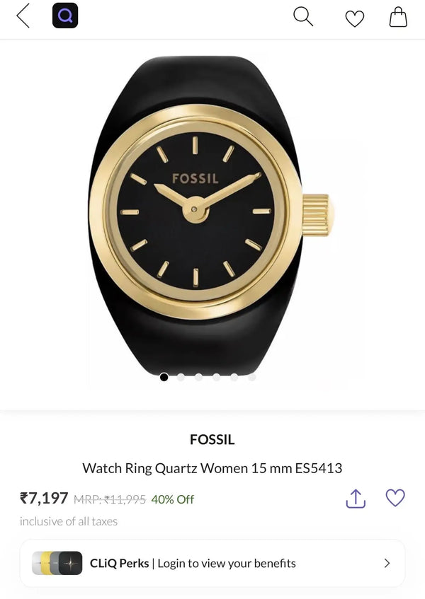 Fossi l Gold Black Ring Premium Ladies Watch