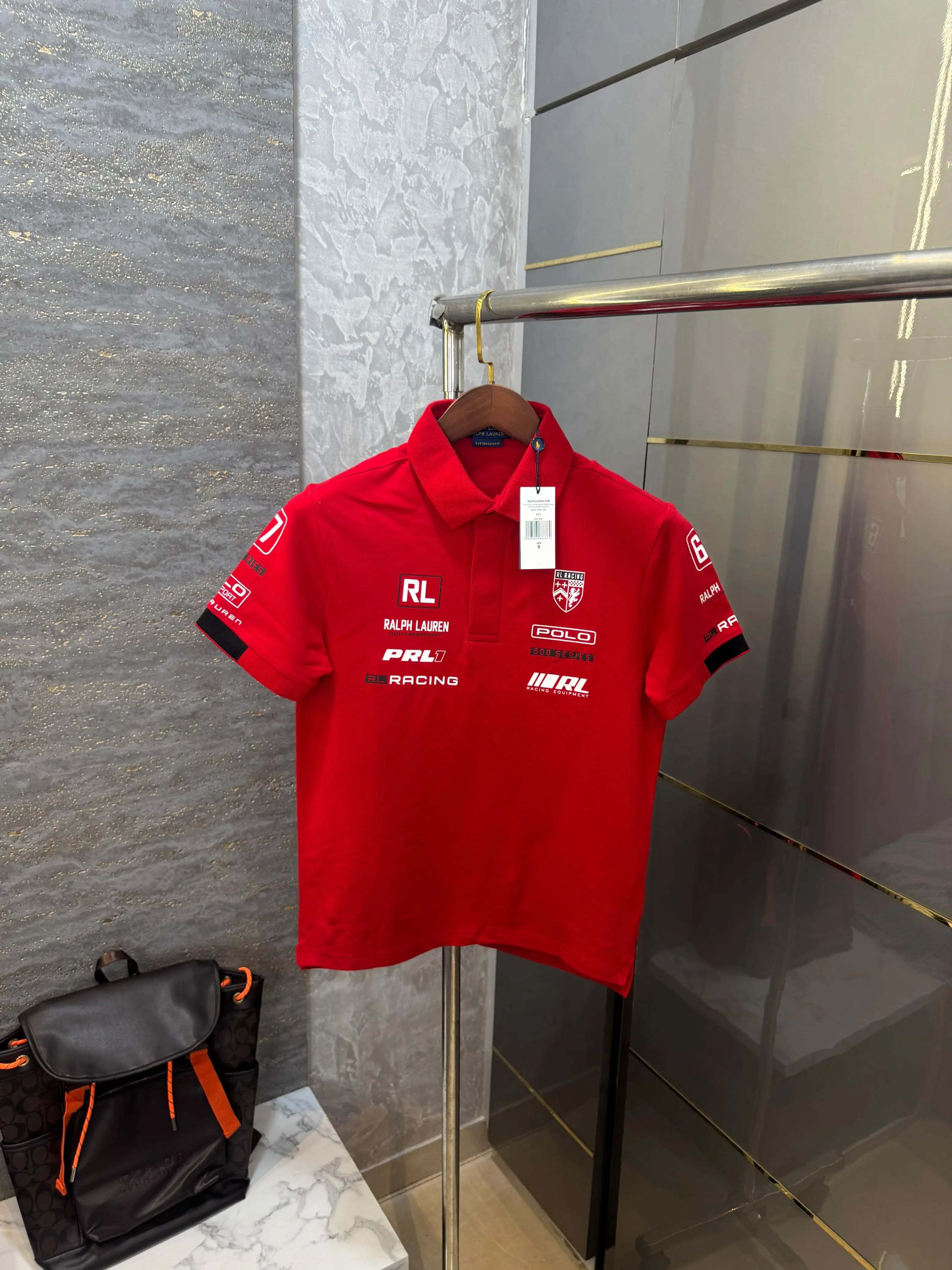 Ralph Lauren Red Embroidery Logo Premium Classic Polo T-Shirt