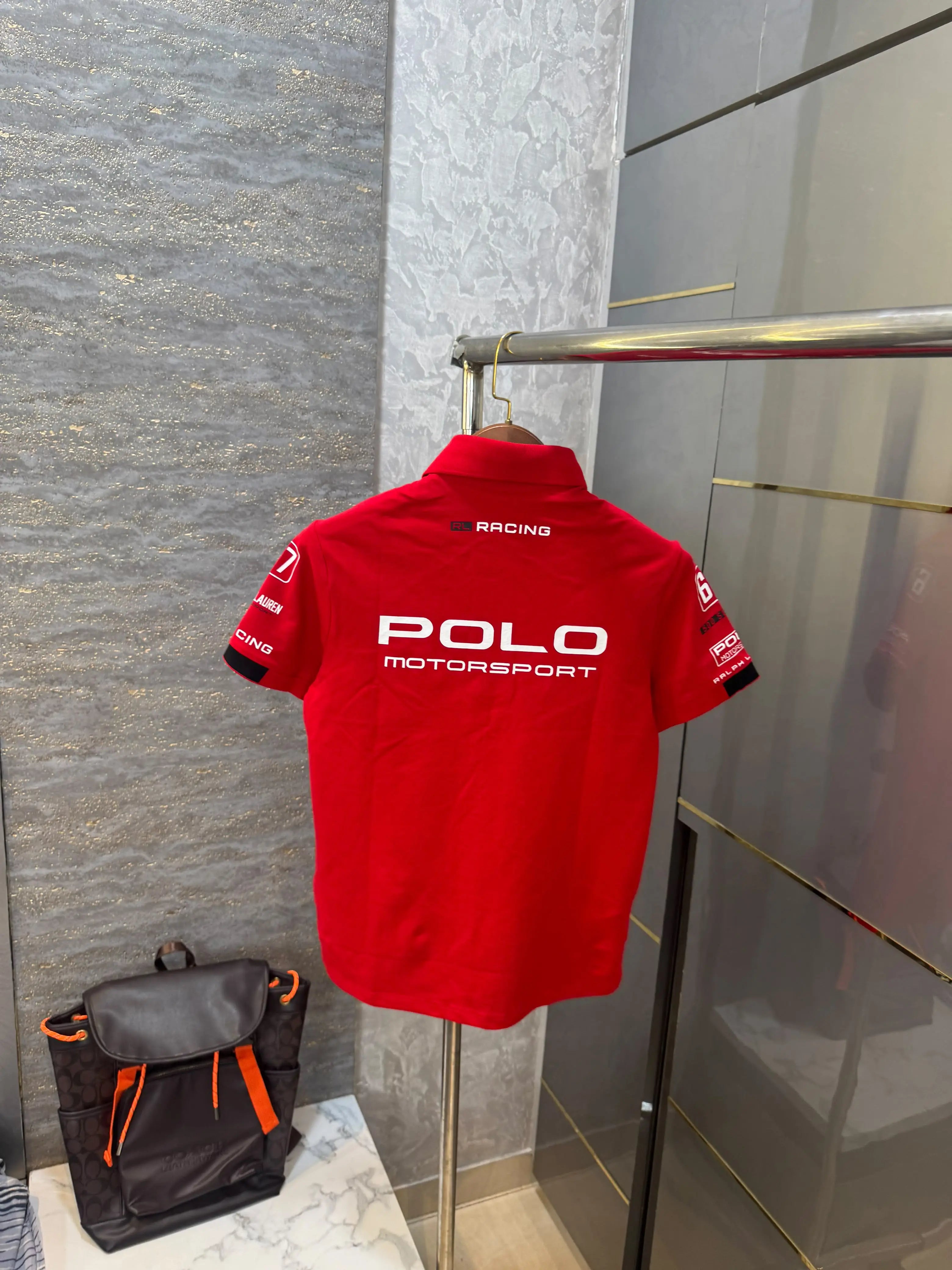 Ralph Lauren Red Embroidery Logo Premium Classic Polo T-Shirt