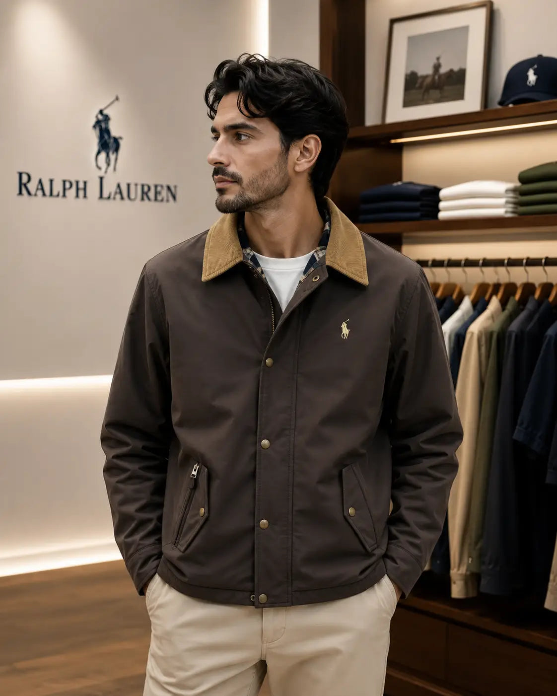 Ralp h Lauren Brown Imported Classic Bomber Jacket