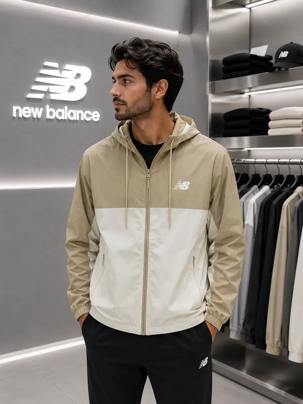 NeW balance Cream Imported Premium Windbreaker Jacket