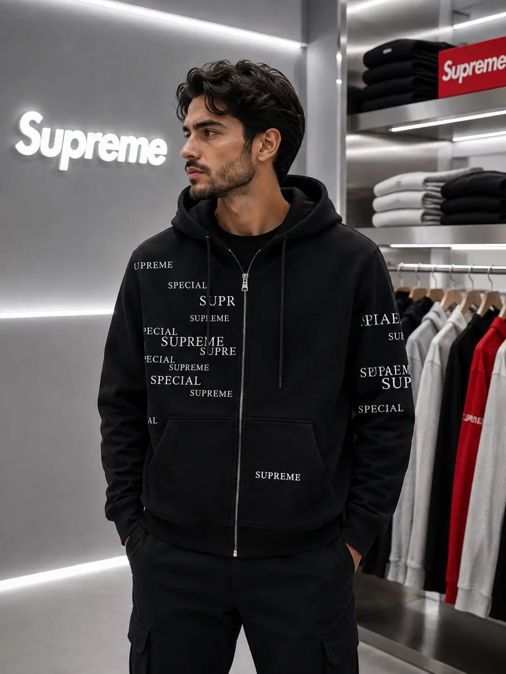 Suprem e Black  Imported Zipper Jacket