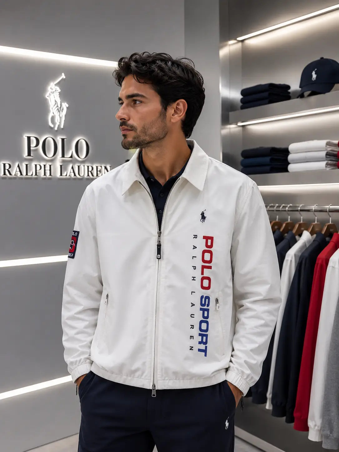 Ralp h Lauren White Imported Premium Bomber Jacket Main image
