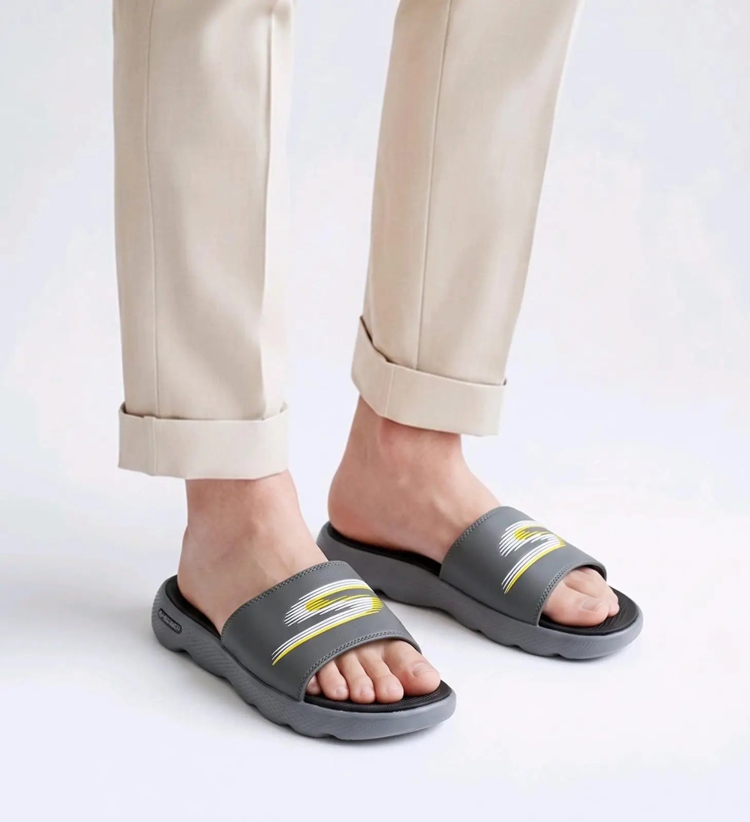 Skechers_Massage Fit Grey Black Premium Slide With Box