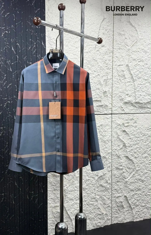 Burberr y Dark Grey 2 Checks Premium Shirt With Original Box