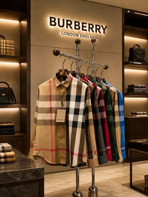 Burberr y Beige D 3 Checks Premium Shirt With Original Box