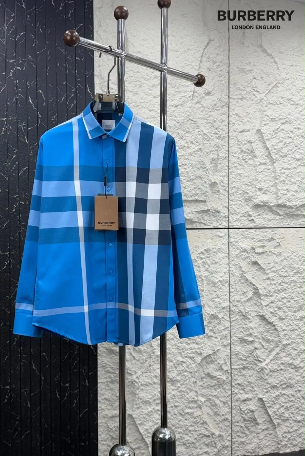 Burberr y Blue 4 Checks Premium Shirt With Original Box