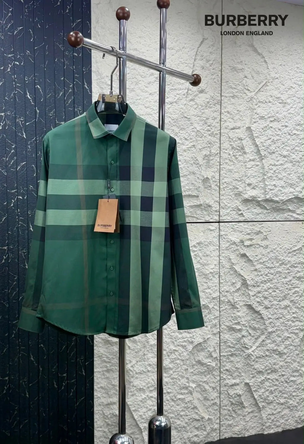 Burberr y Green 5 Checks Premium Shirt With Original Box