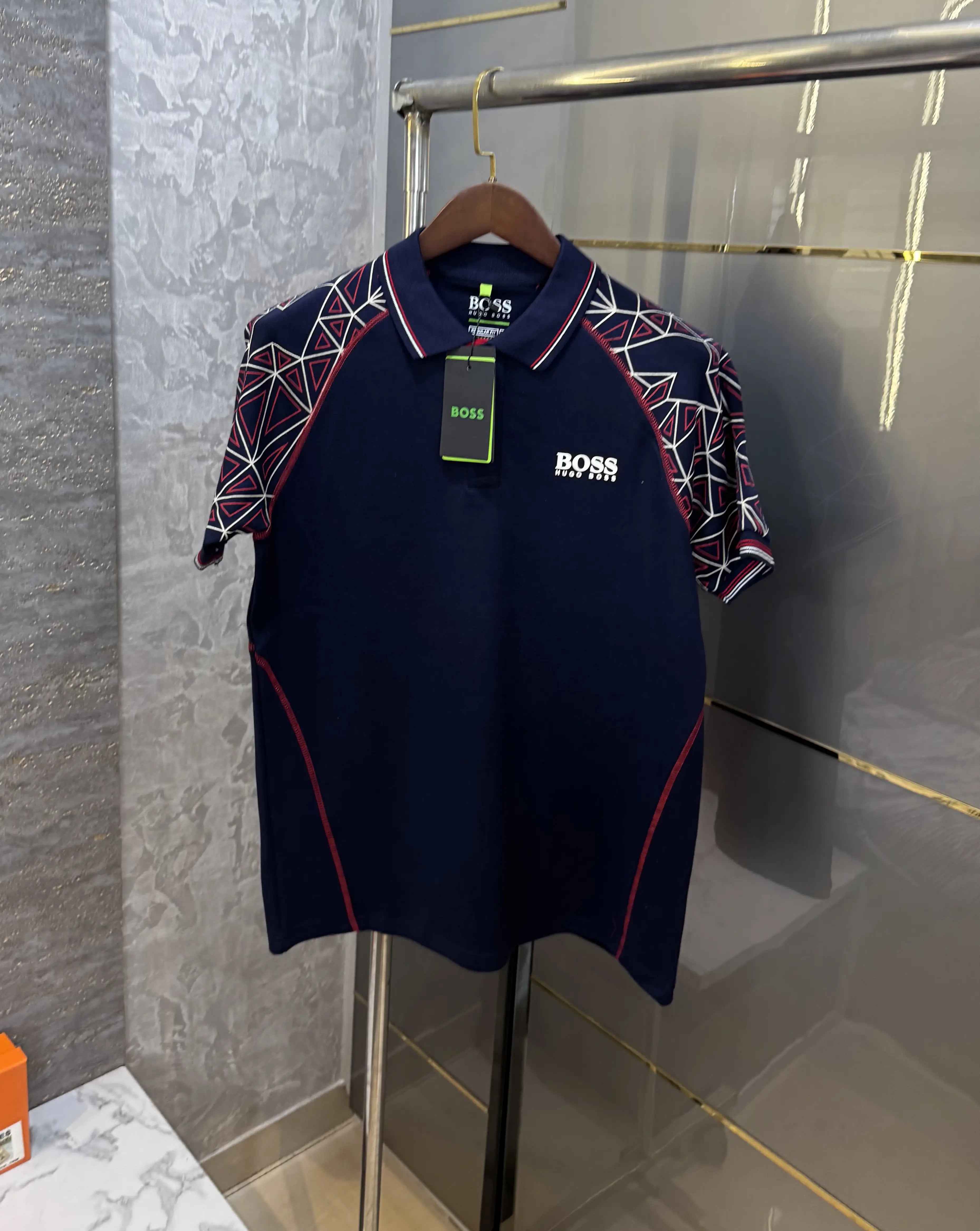 Hugo Bos s Navy Blue Logo Work Premium Polo T-shirt