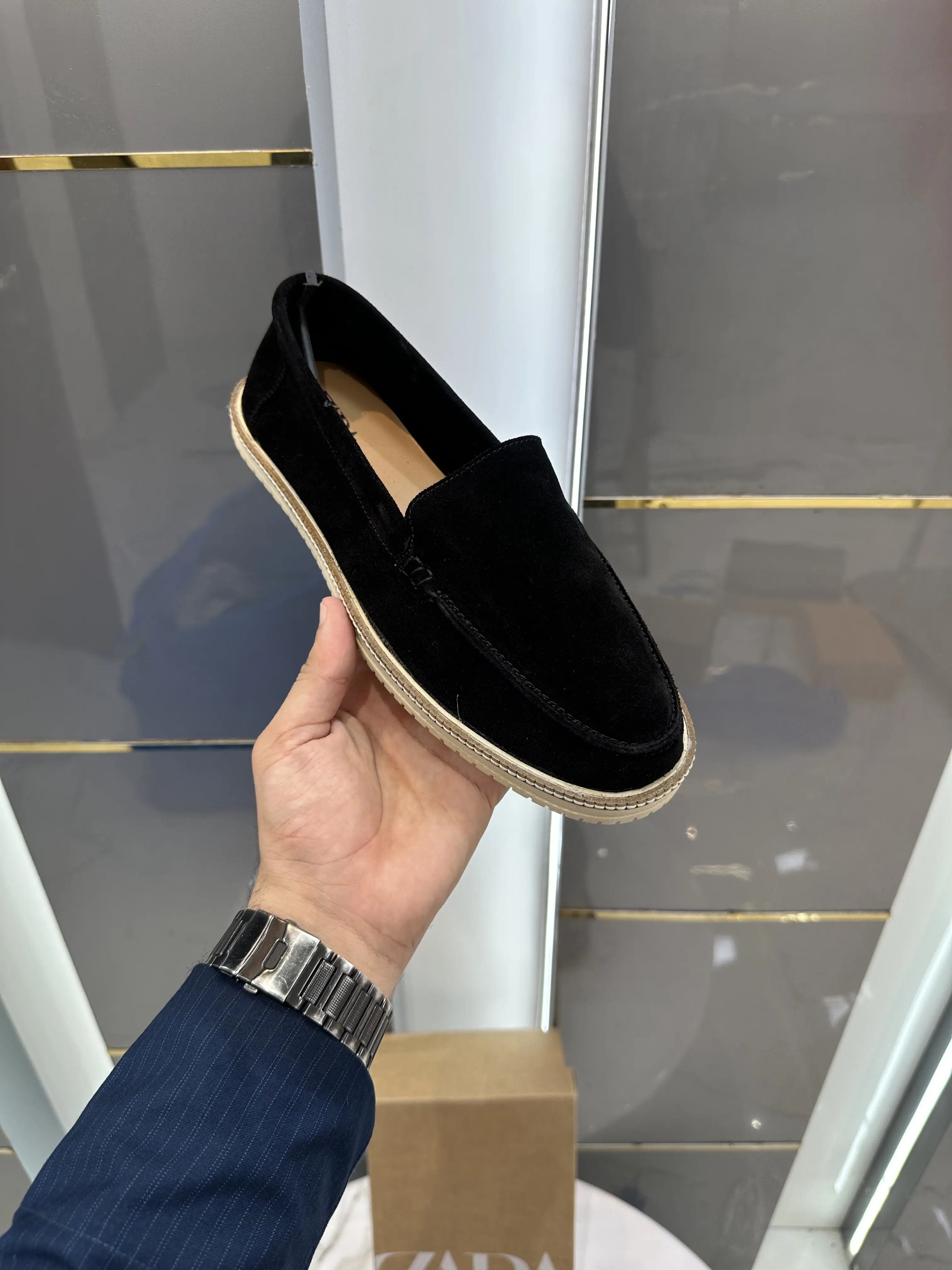 Zara_Black Premium Suede Leather Formal Loafers Secondary image