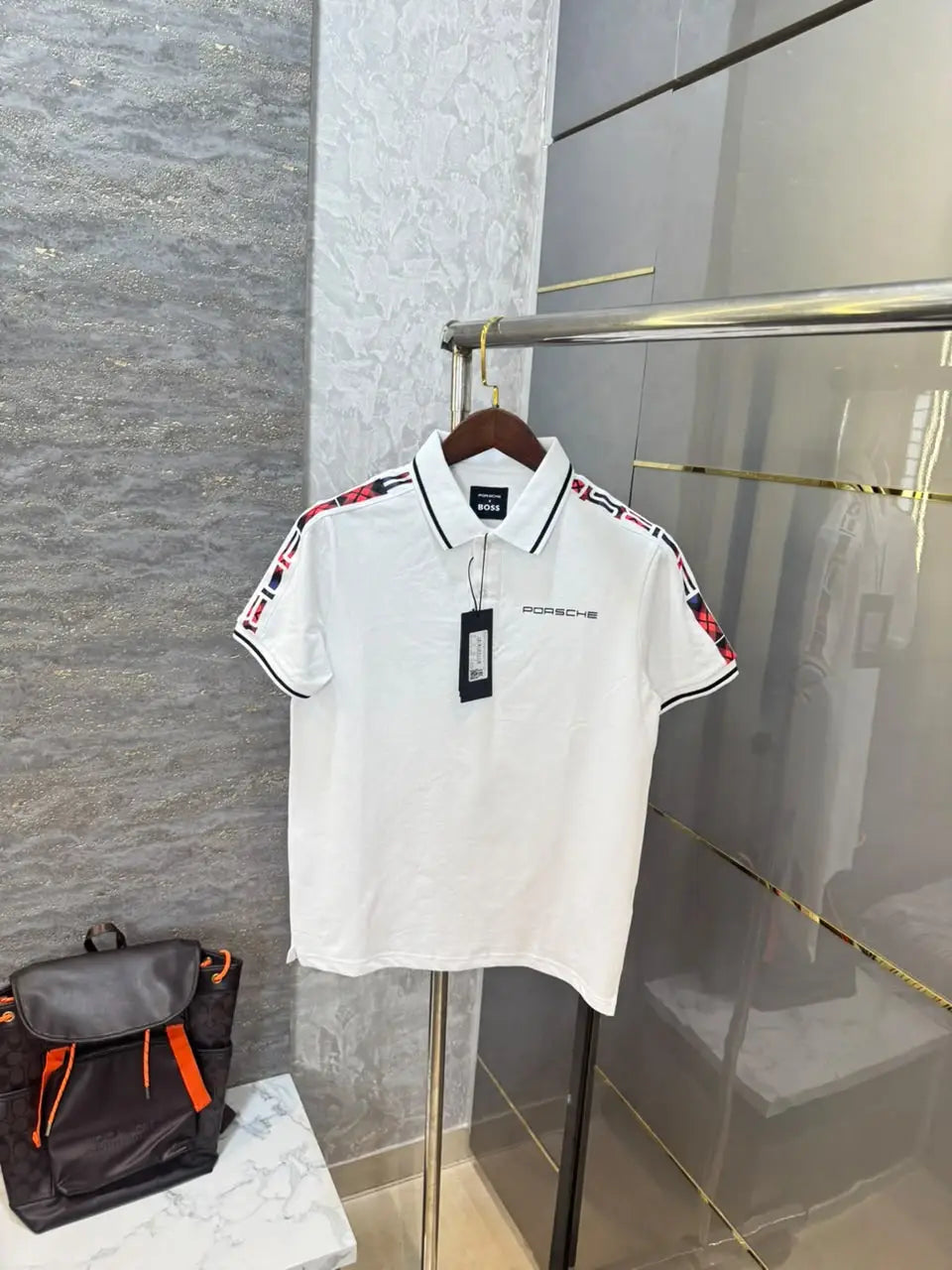 Hugo  Bos s X Porsche White Logo Work Premium Polo T-shirt