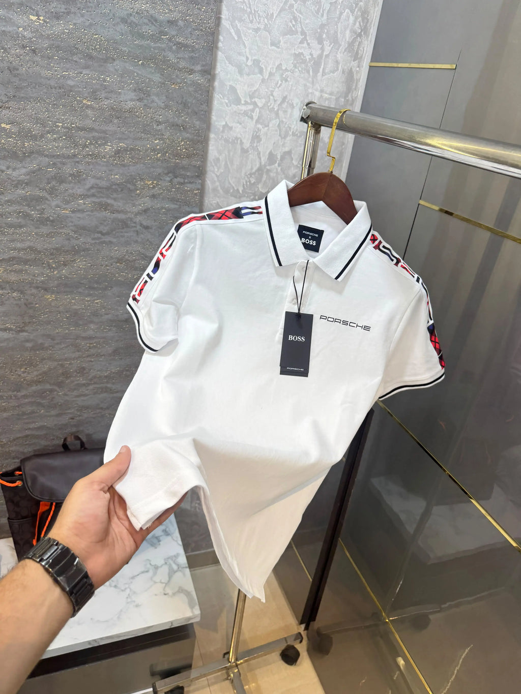 Hugo  Bos s X Porsche White Logo Work Premium Polo T-shirt