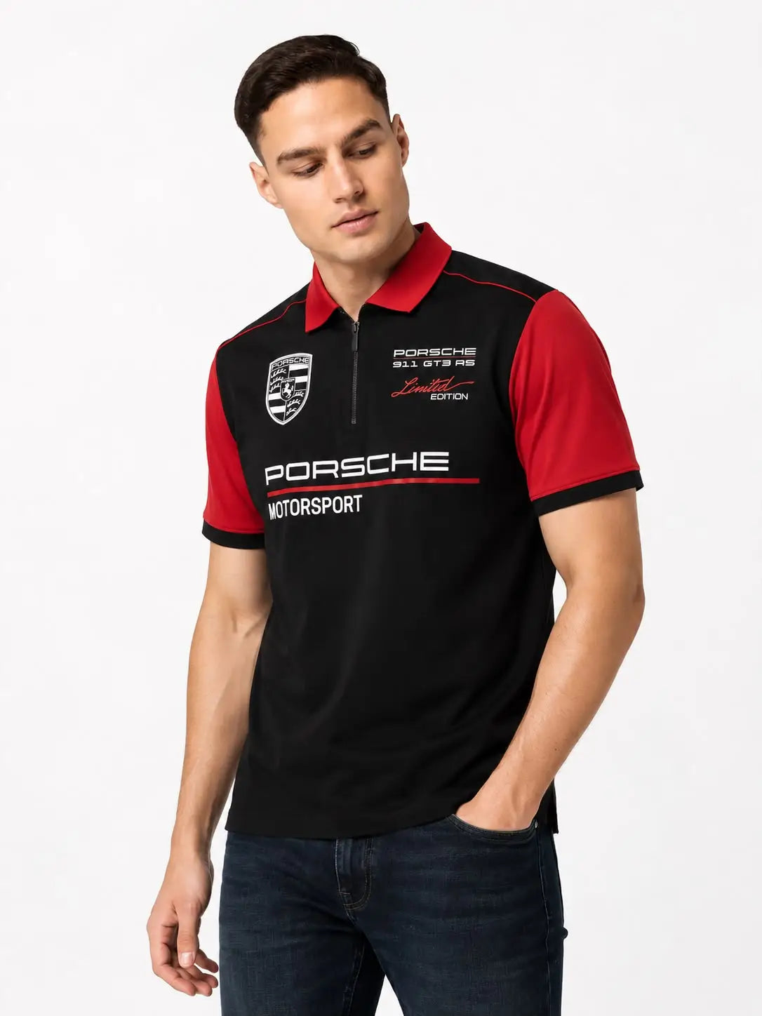 Hugo  Bos s X Porsche Black Logo Work Premium Polo T-shirt
