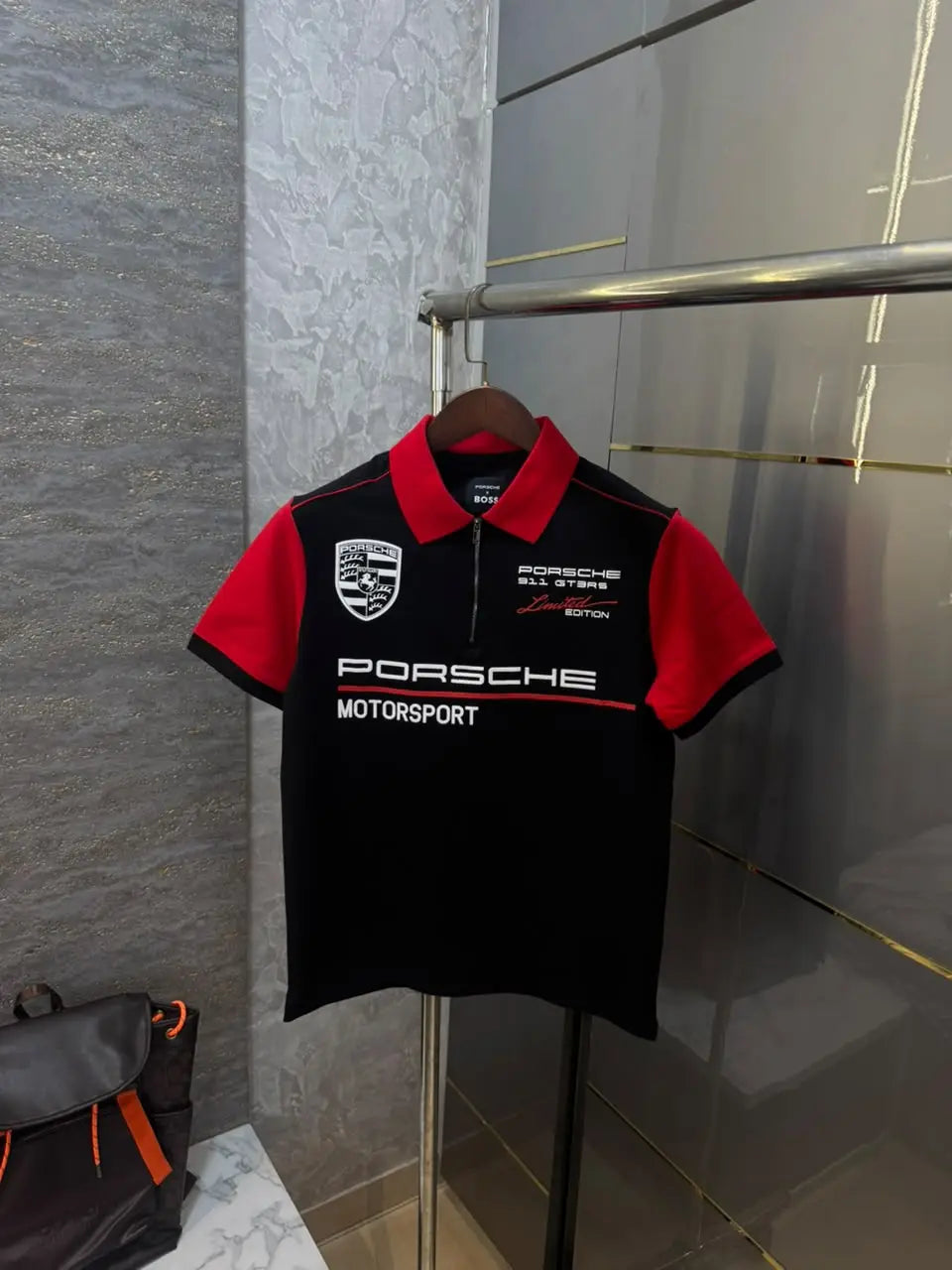 Hugo  Bos s X Porsche Black Logo Work Premium Polo T-shirt