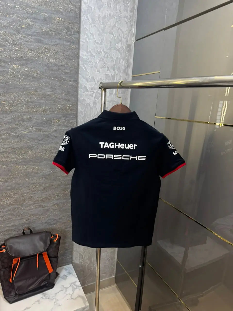 Hugo  Bos s X Porsche Black Logo Work Premium Polo T-shirt