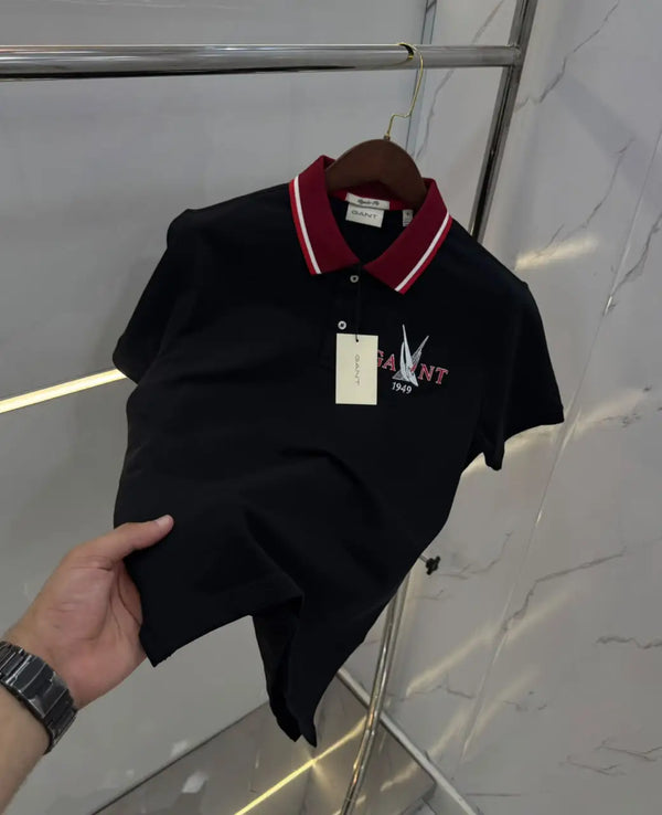 Gan t Black Logo Work Premium Polo T-shirt