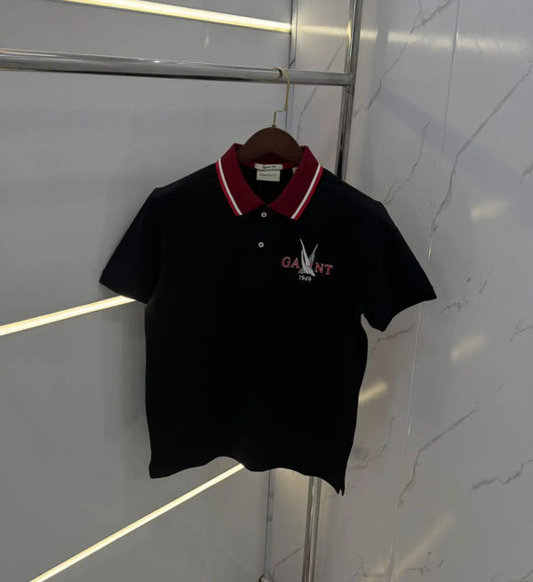 Gan t Black Logo Work Premium Polo T-shirt