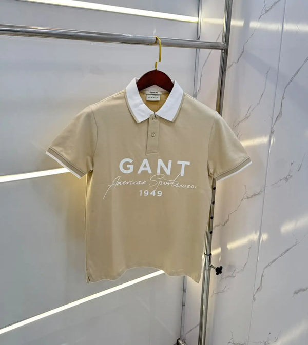Gant Cream Logo Work Premium Polo T-shirt