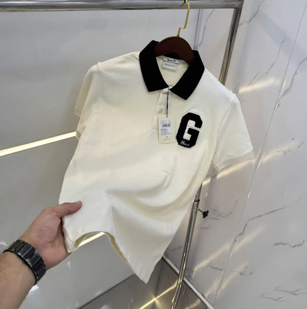 Gant Cream Logo Work Premium Polo T-shirt