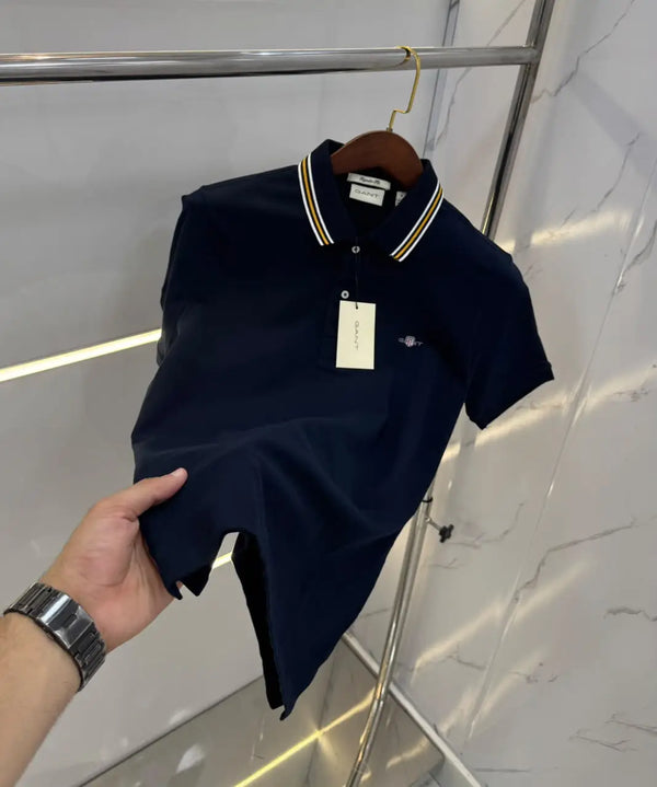 Gant Navy Blue Logo Work Premium Polo T-shirt