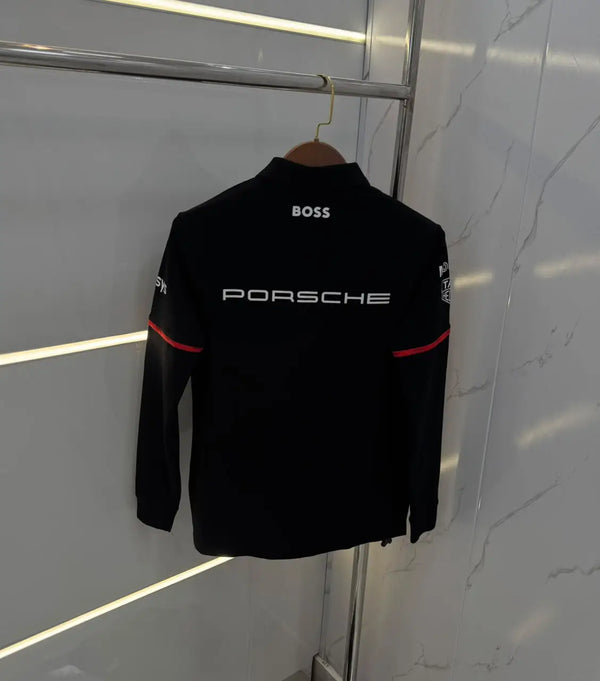 Hugo Boss Porsche Black Logo Work Premium Full Sleeve Polo T-Shirt