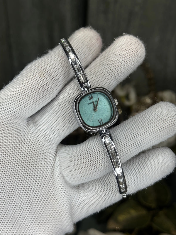 Swarovsk i Silver Blue Diamond Premium Ladies Watch