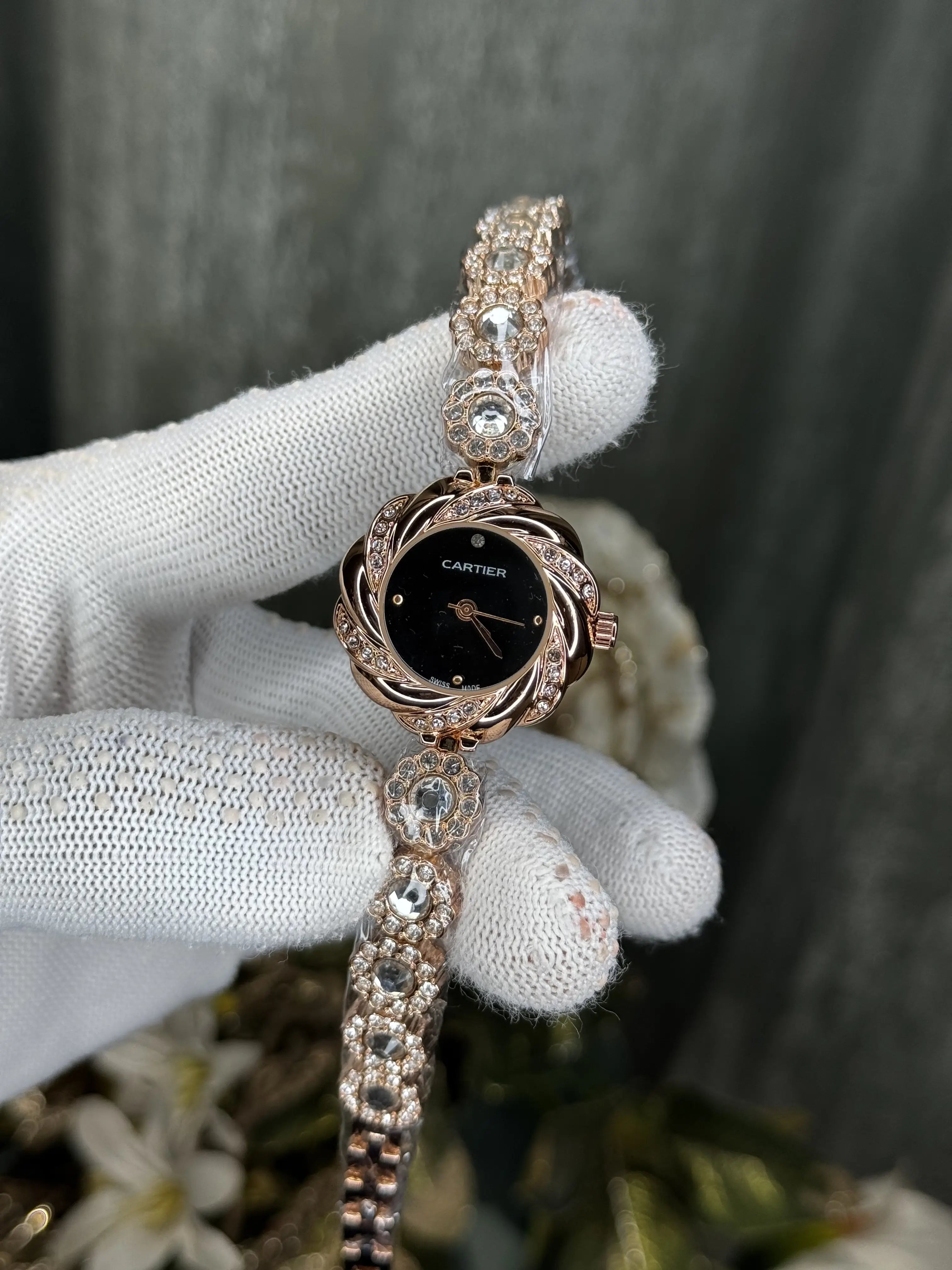 Cartie r RoseGold Black Diamond Premium Ladies Watch