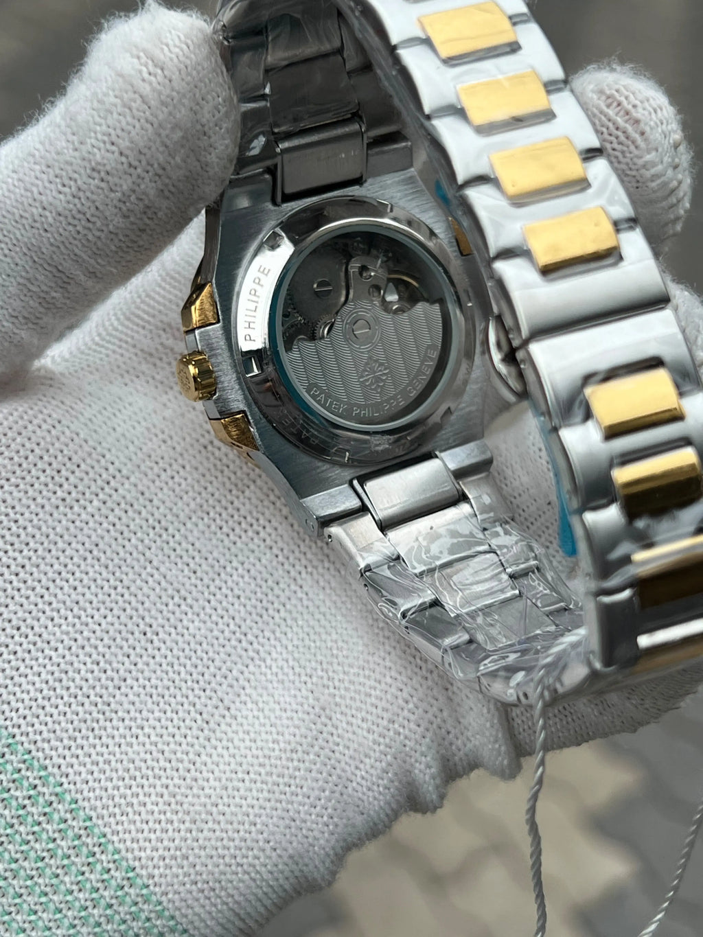 Patek Philipe Skeleton Roman Two Tone Green
