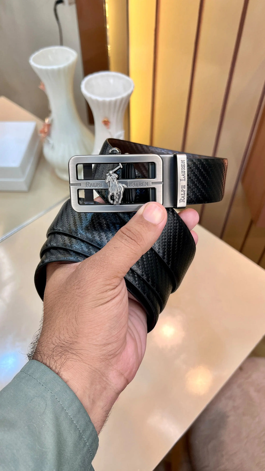 US POLO RALPH LAUREN PREMIUM QUALITY IMP AUTOLOCK REVERSEABLE BELT WITH OG BOX 