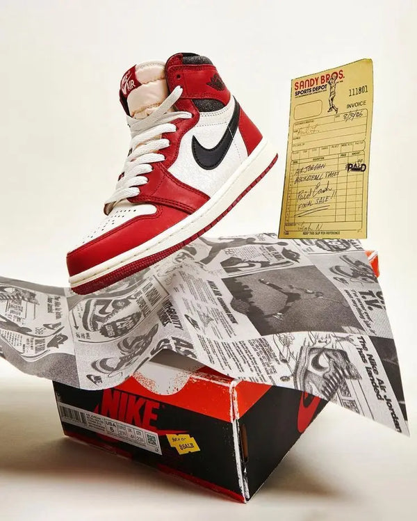 Nike Air Jordan Retro 1 High Lost And Found With POWDER SOLE OG BOX YELLOW BILL