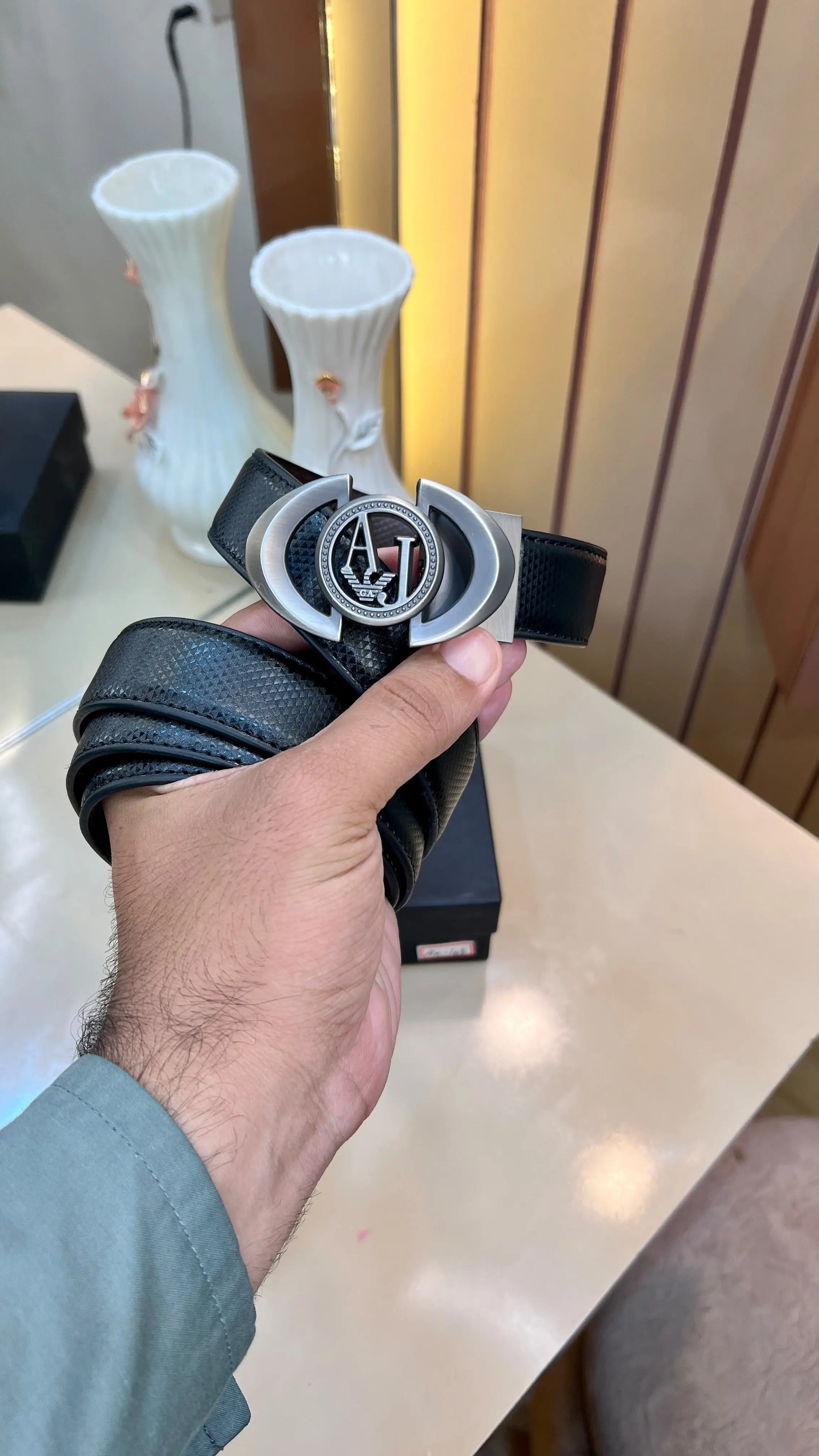AX ARMANI EXCHANGE PREMIUM QUALITY IMP REVERSEABLE BELT WITH OG BOX  Main image