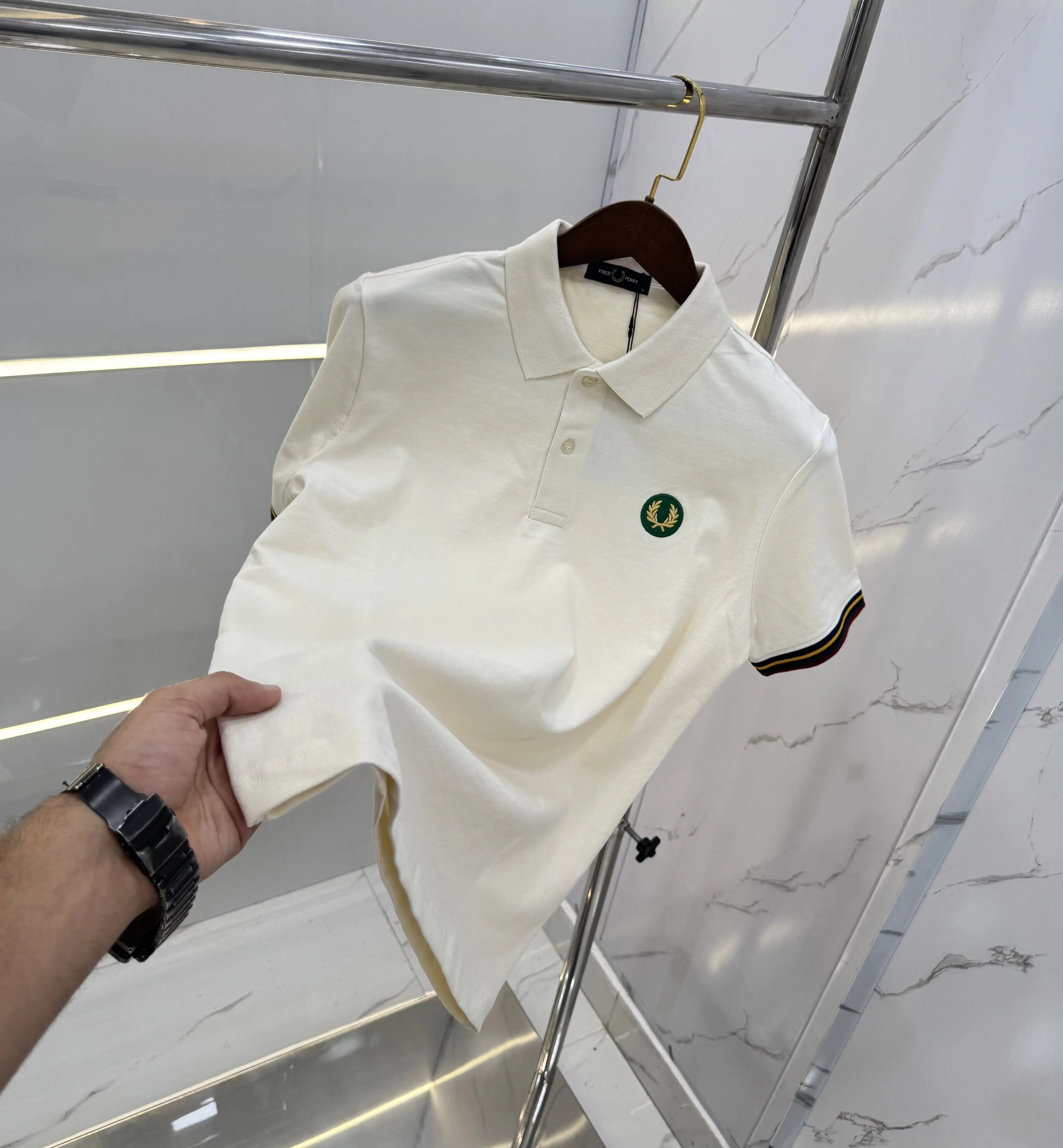 Fredperr y Cream Logo Work Premium Polo T-shirt