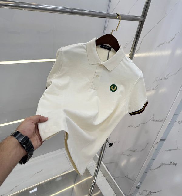 Fredperr y Cream Logo Work Premium Polo T-shirt